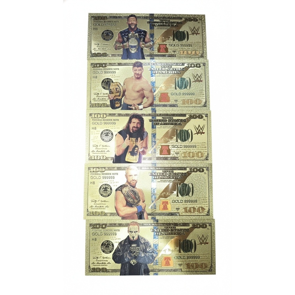 WWE Superstars Gold Foil Zack Ryder,Eddie Guerrero,Mick Foley,Joe Hendry & Sting